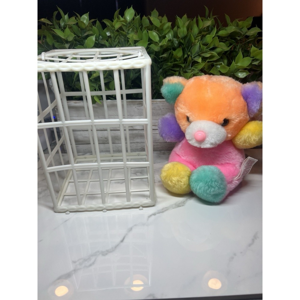 1984 Loveland Color Block Teddy Bear In Cage